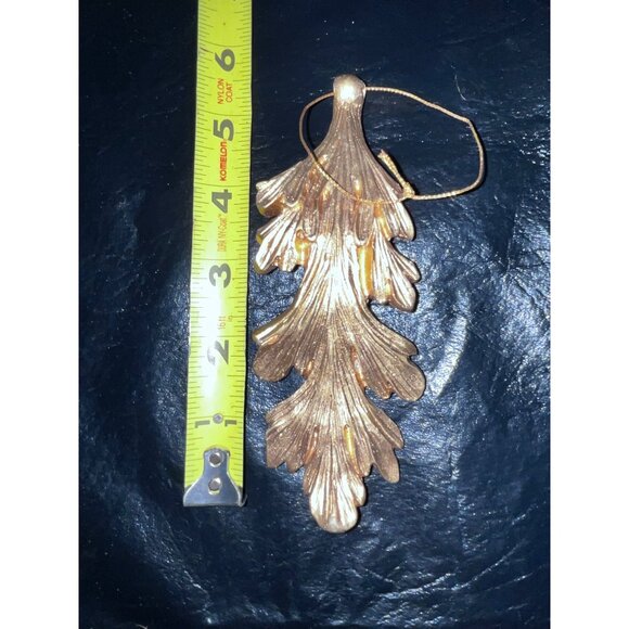 7 Gold Leaf & Harp Christmas Ornaments Victorian Style Tree 6" - Picture 5 of 9